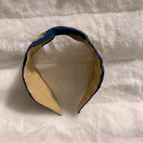 New Handmade NamJosh Golden Leaves Headband Made in India in Dark Teal/Gold - Picture 7 of 9